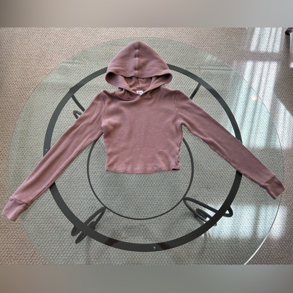 Aritzia Tna Waffle-Knit Cropped Hoodie